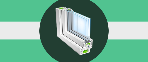 Artwork showing a corner of a  window equipped with Fibrex.
