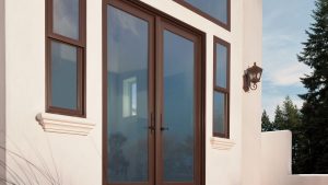 hinged patio doors installed on exterior of home