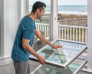 man using spring cleaning checklist