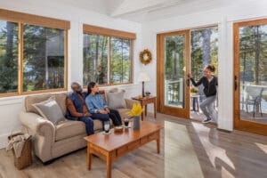 family with new patio door replacement
